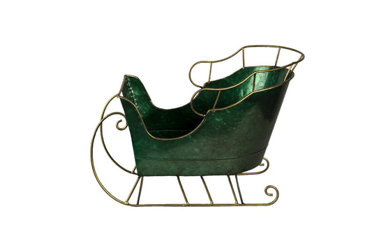 Slitta di babbo natale verde  in ferro 34X18X22