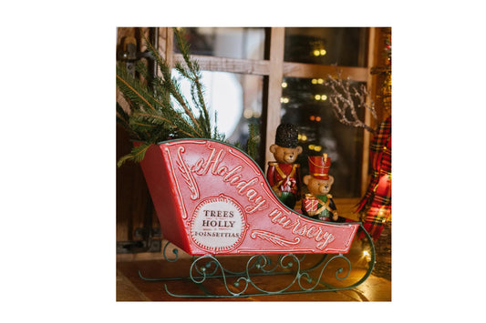 Slitta di babbo natale rossa  in metallo 40x16x24
