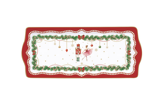 Easy Life Vassoio rettangolare in porcellana in gift box MAGIE DE NOEL 35x15 cm