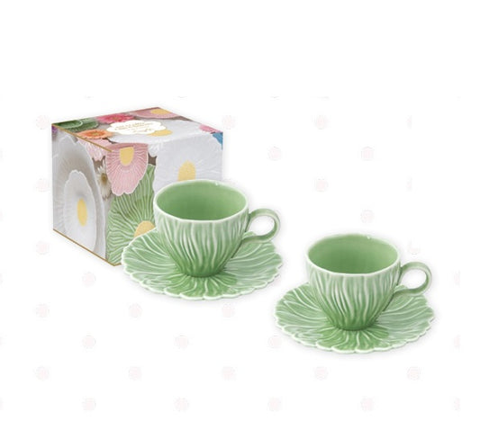 Easy Life Set due tazzine da caffè con piattino a forma di fiore 80 ml Dasy