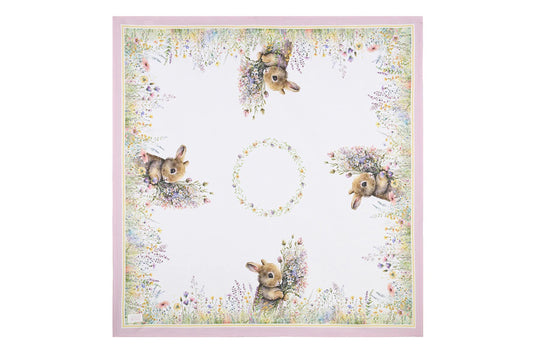 Nuvole di Stoffa Centrotavola pasquale con conigli "Dorothy" 100x100 cm in cotone