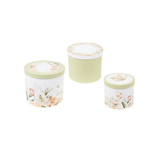 Nuvole di Stoffa Set 3 scatole tonde in cartone  "Garden Flower" D20/23/26 cm