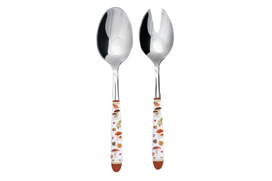 Easy Life Set due posate per  insalata in acciaio con manico decorato linea Autumn Breeze