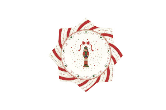 Piatto torta in porcellana con scatola regalo. Misura 32 cm. Collezione Nutcracker twist di Easy Life