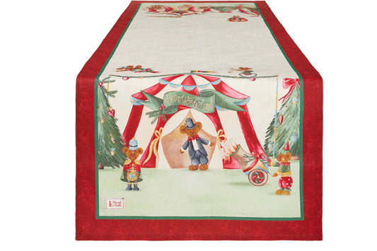 Nuvole di Stoffa Runner natalizio in cotone BEAR WONDERLAND 50x150 cm