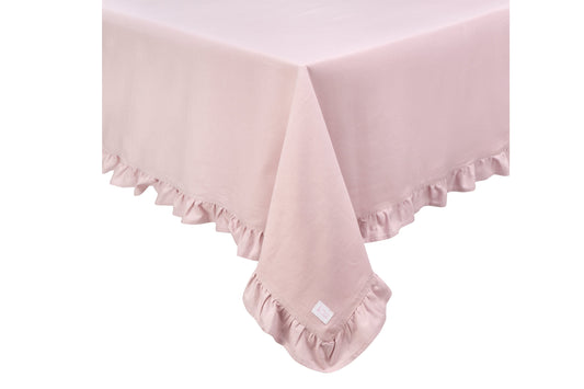 Tovaglia con balza  Demetra rosa di Nuvole di Stoffa in 100% cotone (150x200 più 6 cm di balza)