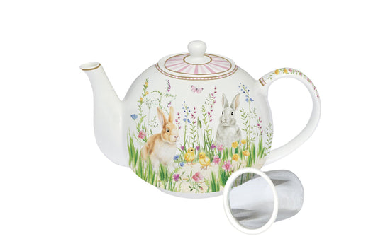 Teiera in porcellana con infusiera in metallo in colour box, 1 L. Collezione Happy Easter di Easy Life.