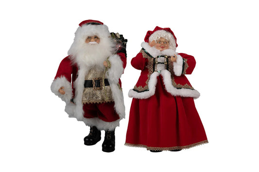 Clayre & Eef Set 2 Statue Babbo e Mamma Natale in resina H45/40 cm