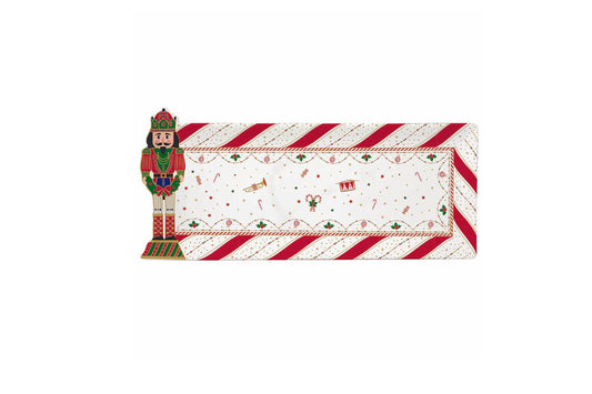Easy Life Vassoio in porcellana con schiaccianoci della linea "Nutcracker Twist" 36x16 cm.