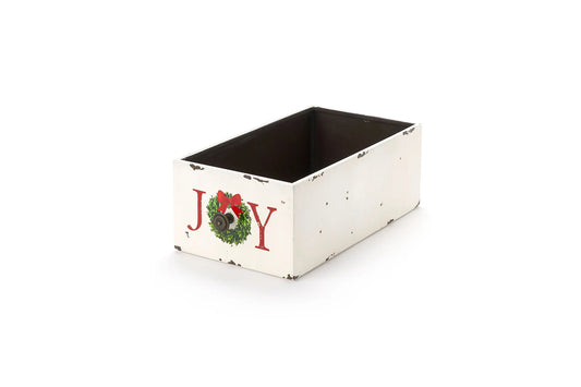 Cassetta in ferro natalizia con scritta Joy 18x31x12