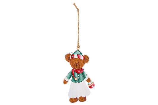 Nuvole di Stoffa Pendente per albero di natale, Decoro orso in metallo, vintage "Bear Wonderland" H12 cm