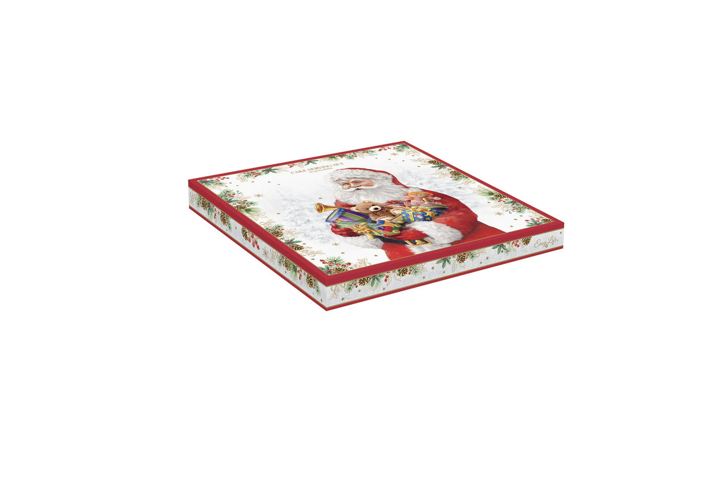 Piatto torta con paletta in porcellana con scatola regalo. Diametro 32cm. Linea Santa is coming di Easy Life