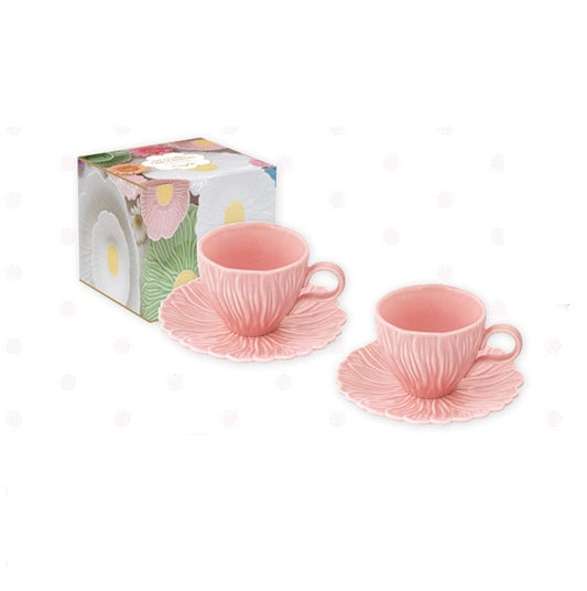 Easy Life Set due tazzine da caffè con piattino a forma di fiore 80 ml Dasy