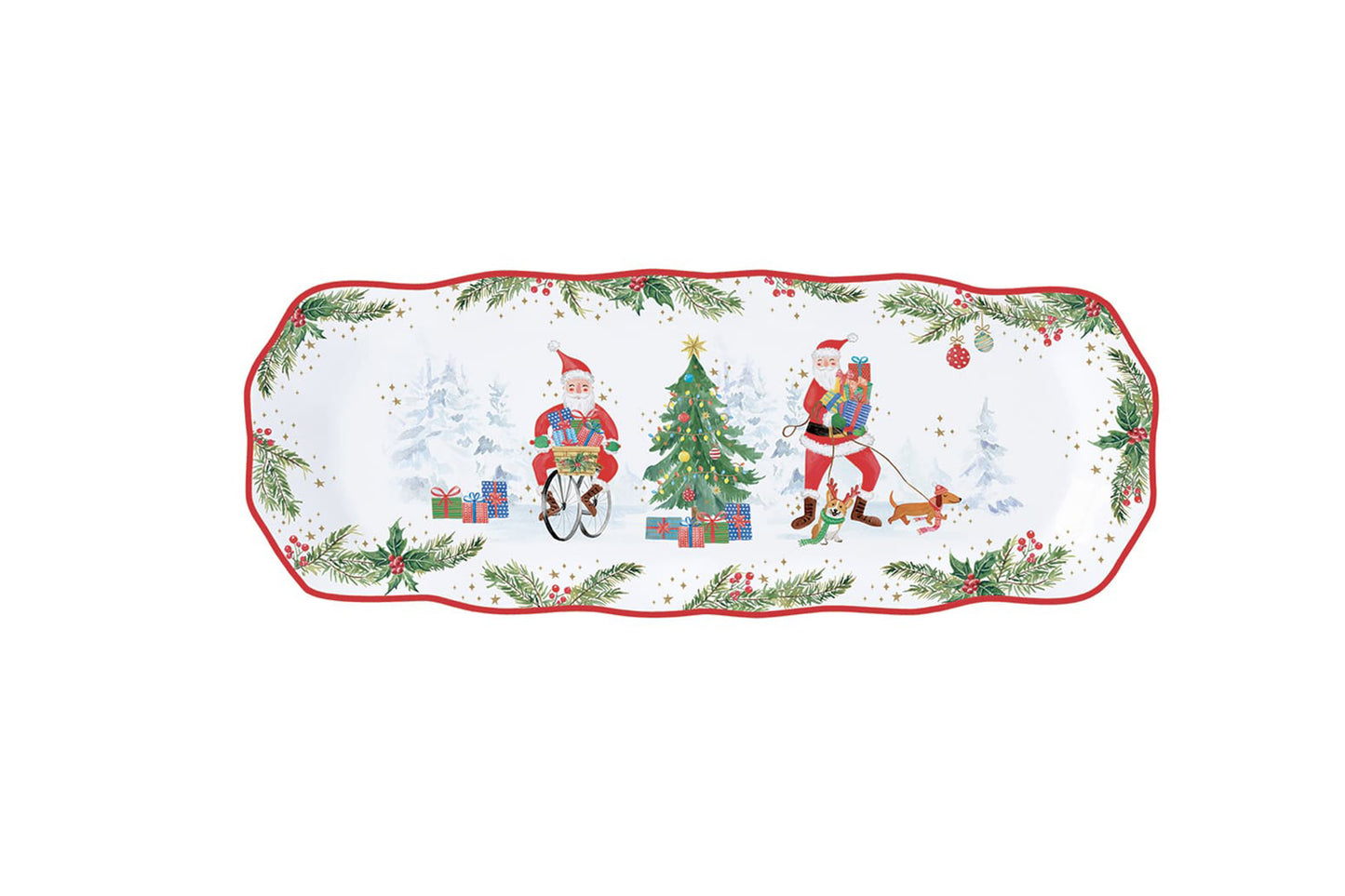 Easy Life Vassoio in porcellana in gift box 37x14 cm JOYFUL SANTA