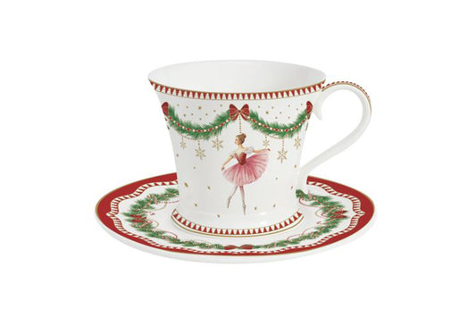 Easy Life Tazza con piattino in porcellana in gift box MAGIE DE NOEL 200 ml