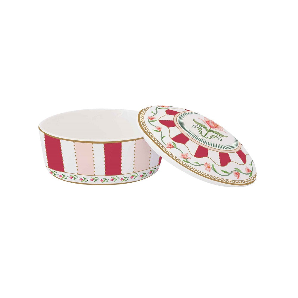 Easy Life Cofanetto in porcellana torndo con coperchio diametro 10 cm Flowery