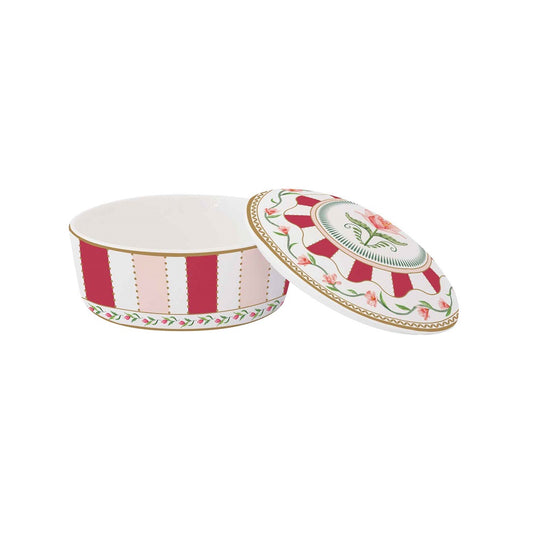 Easy Life Cofanetto in porcellana torndo con coperchio diametro 10 cm Flowery