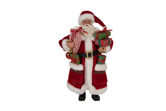 Clayre & Eef Babbo Natale decorativo con pacchi regalo 16x10x27 cm