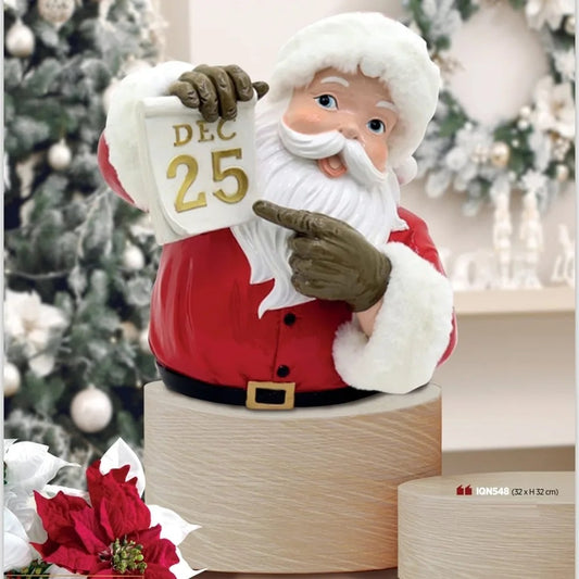 Babbo Natale con calendario  realizzato in marmorino  32x32 cm ILARY QUEEN