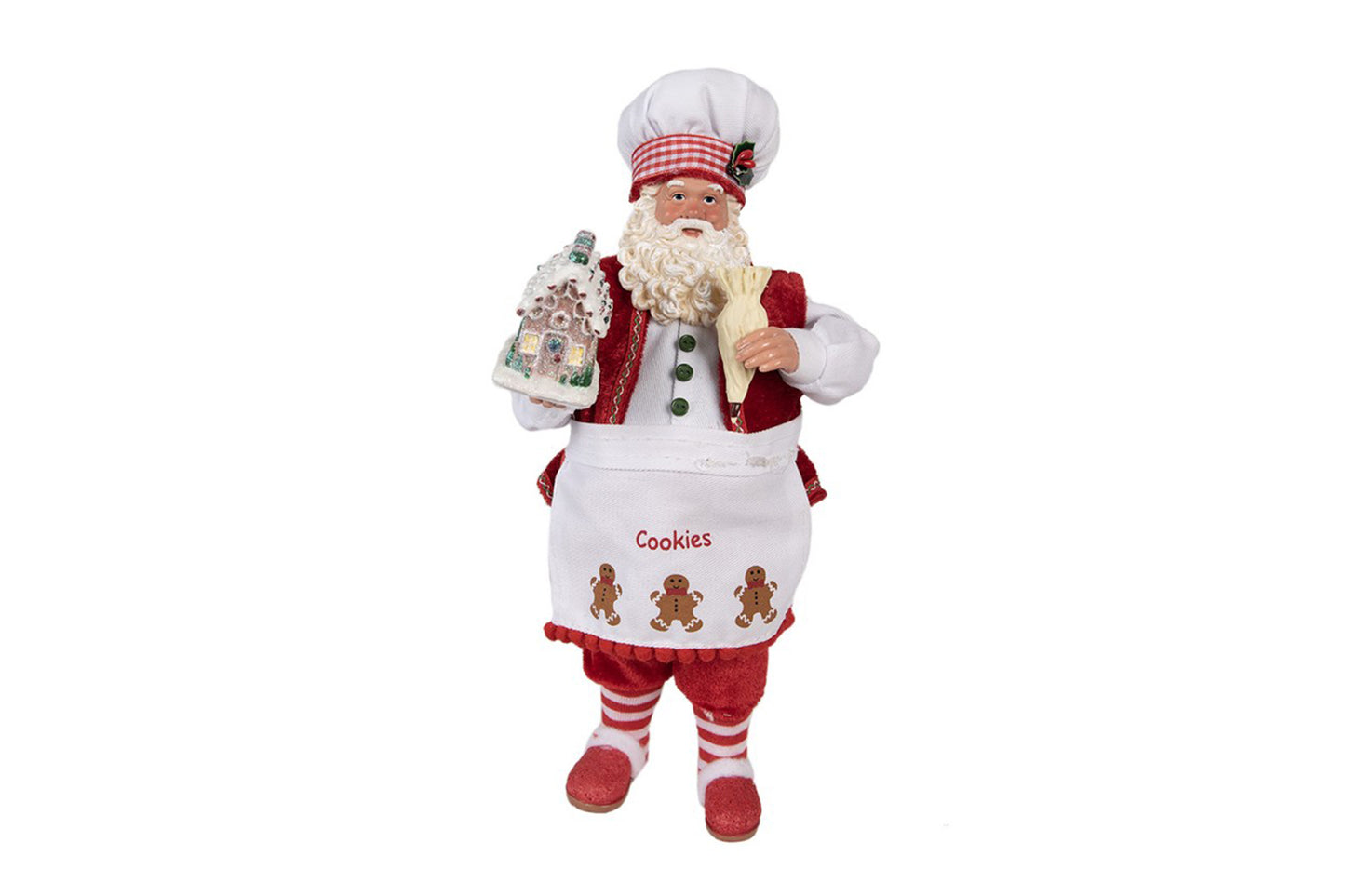 Clayre & Eef Babbo Natale decorativo pasticciere con sacca a poche - 16x8x28 cm