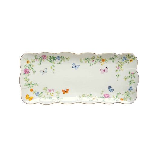 Easy Life Vassoio rettangolare in porcellana 36x14,5 cm in gift box Dancing Butterflies
