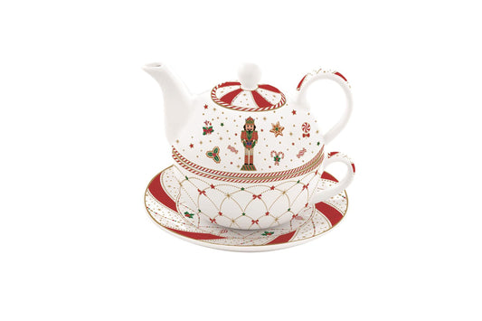 Tea for one in porcellana con scatola regalo della collezione Nutcracker twist di Easy Life. Capacità 350 ml
