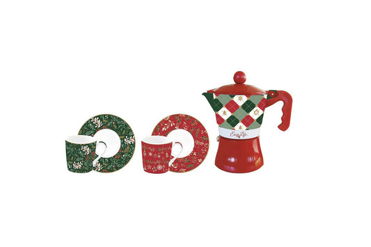 Easy Life Set 2 tazzine caffè di natale + moka "Fancy Christmas" 100 ml