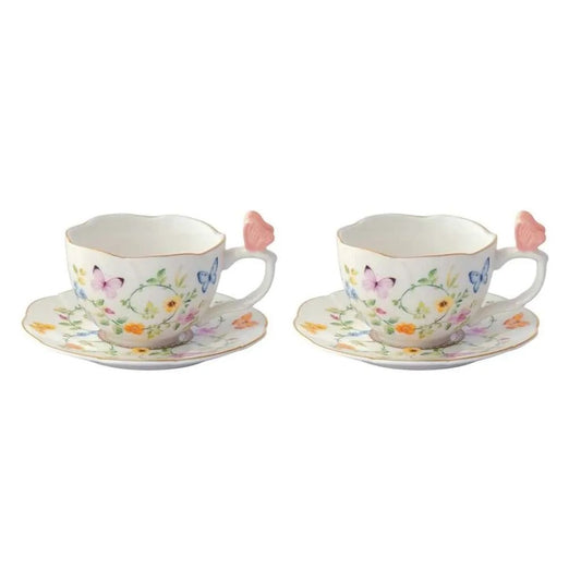 Easy Life Set due tazine da caffè con piattino 120 ml in gift box Dancing Butterflies