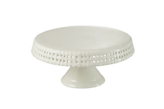 Alzata- piatto torta ceramica bianca (25x25x11,5) Jolipa