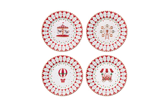 EASY LIFE Set 4 piattini natalizi in porcellana della collezione "CHRISTMAS WONDERLAND" Ø 19 cm