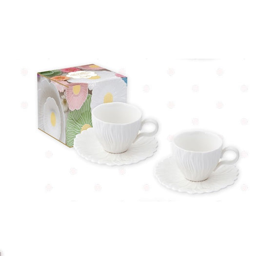 Easy Life Set due tazzine da caffè con piattino a forma di fiore 80 ml Dasy