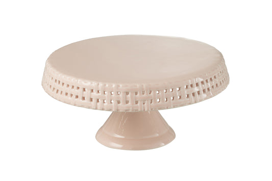 Alzata- piatto torta ceramica rosa (25x25x11,5) Jolipa