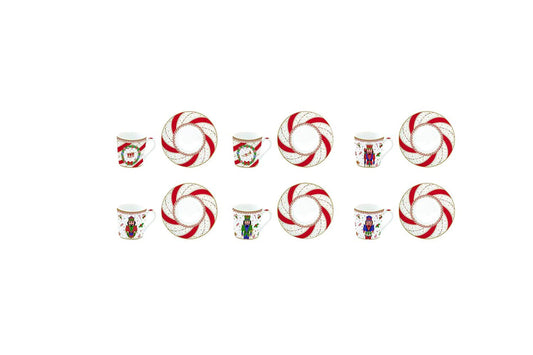 Set 6 tazzine da caffè con piattini in porcellana con scatola regalo. Capacità 100 ml. Collezione Nutcracker twist di Easy LifeSet 6 tazzine da caffè con piattini in porcellana con scatola regalo. Capacità 100 ml. Collezione Nutcracker twist di Easy Life