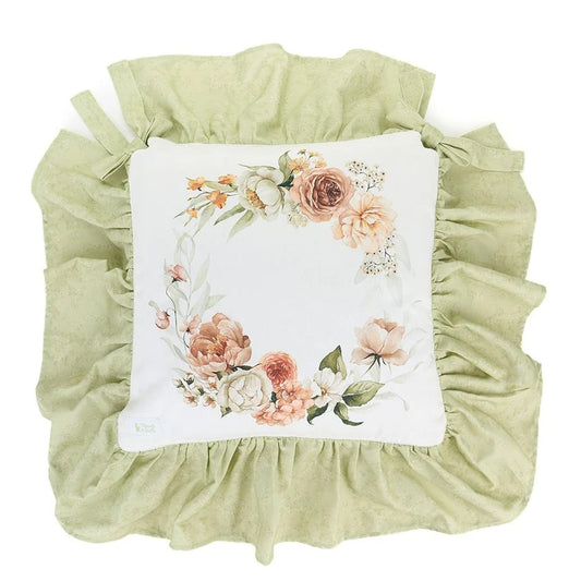 Nuvole di Stoffa Set 2 cuscini sedia con balza "Flower Garden" 40x40+15 cm