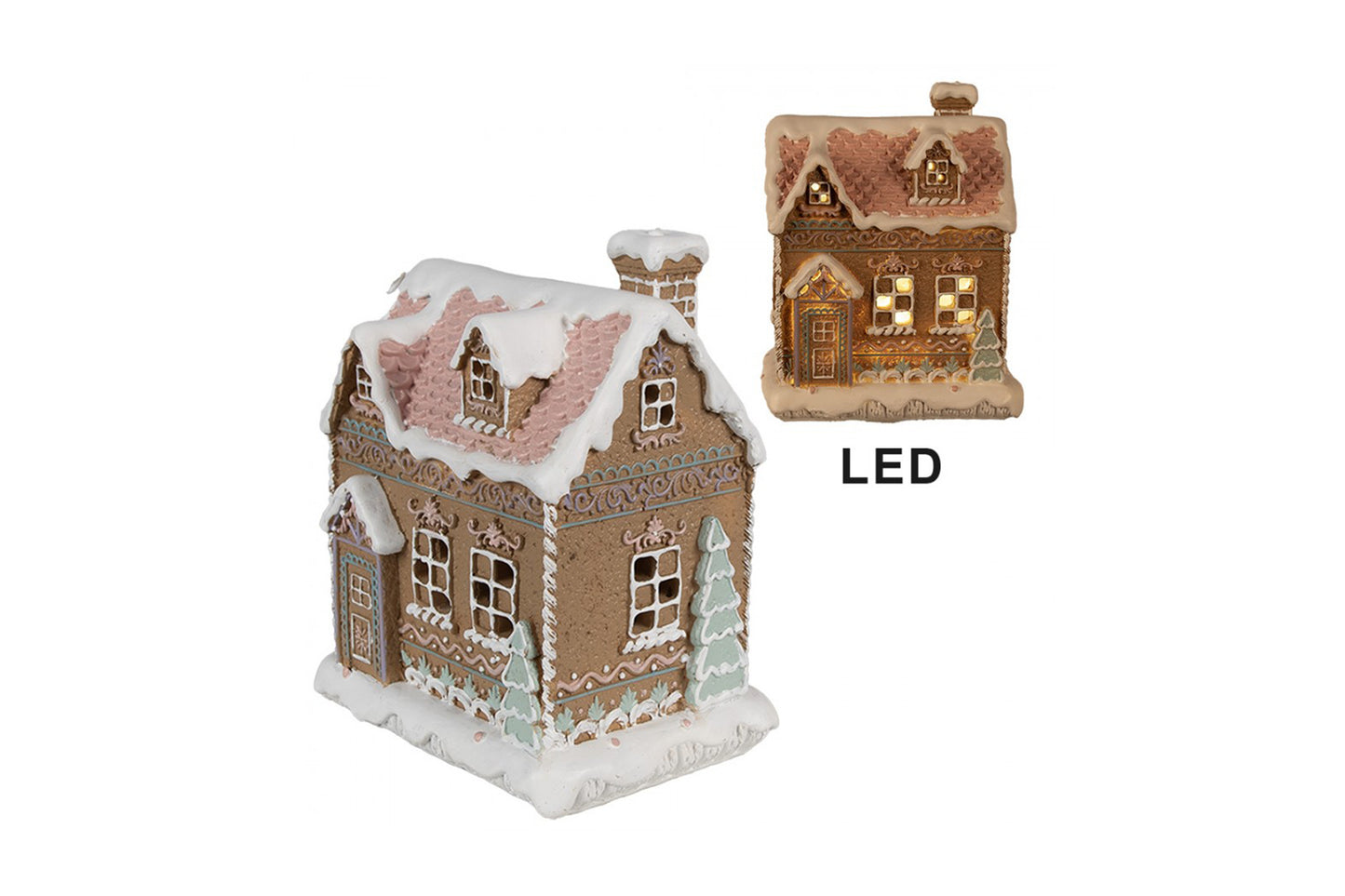 Clayre & Eef Casa pan di zenzero con led 13x10x16 cm