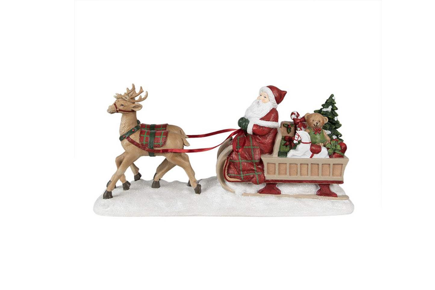 Clayre & Eef Statua decorativa natalizia Babbo Natale con slitta e regali realizzata in resina 19x11x41 cm