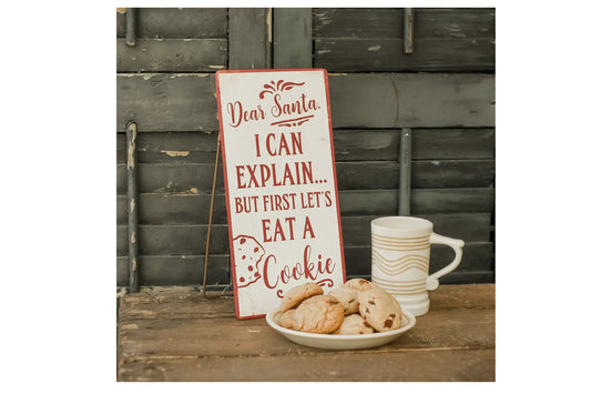 Targa di natale in metallo con scritta" Eat a cookie"  Misura 15,2x30,5
