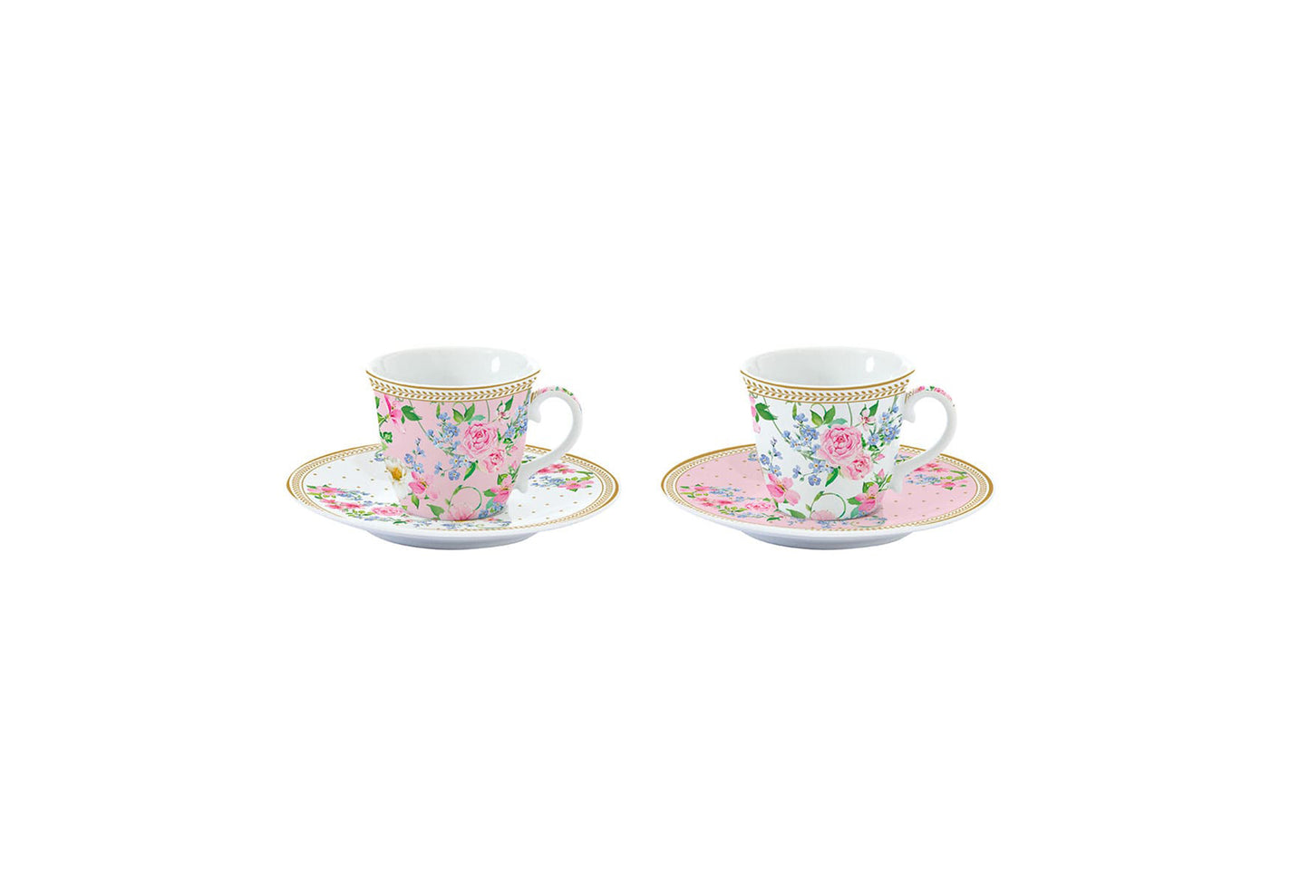 Set 2 tazzine caffe con piattino 80 ml  della linea  GARDEN JOY di Easy Life