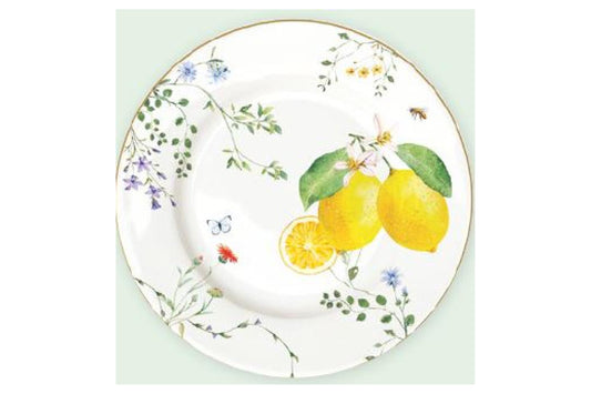 Easy Life Piatto in porcellana 19 cm  Collezione Fleurs et Citrons