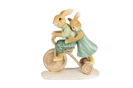 Statuetta in poliresina Coniglietti innamorati in bicletta 14 cm. Clayre & Eef