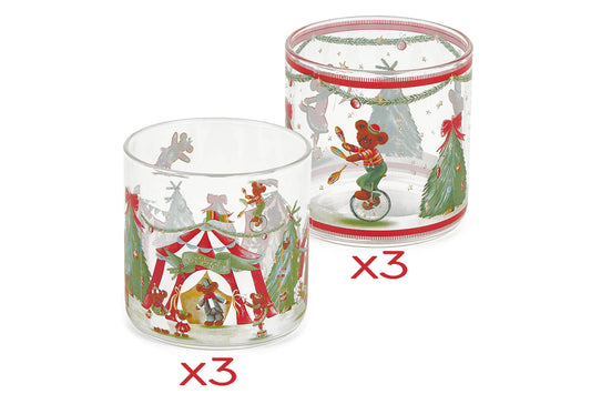 Nuvole di Stoffa Set di 6 Bicchieri Natalizi  in vetro borosilicato Collezione Bear Wonderland  
Diametro 8 cm
 Altezza 8 cm
 Capacità 300 ml