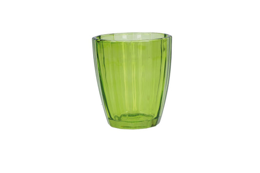 Set sei bicchieri in vetro colore verde prato della linea Amami di Rose e Tulipani. Capacità 320 cc ( misura Ø 8,5, h10 cm )