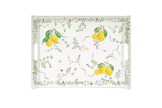 Easy LIfe Vassoio in melamina con manici 52x37 cm Fleurs et Citrons