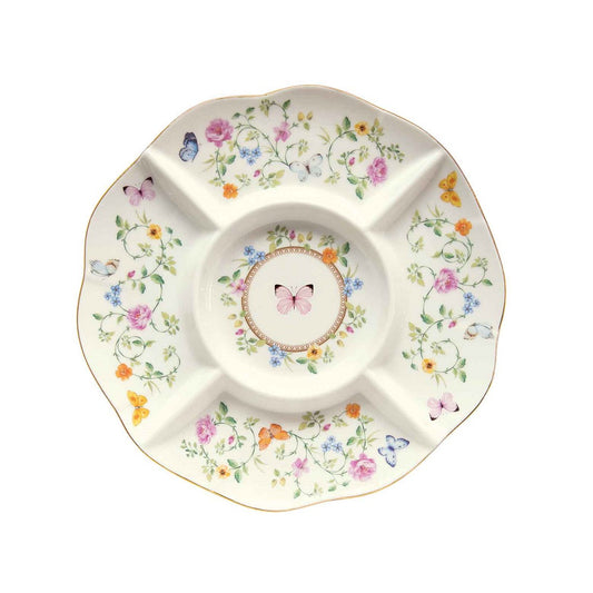 Easy Life Piatto aperitivo in porcellana diametro 25,5 cm in gift box Dancing Butterflies